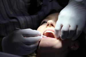 Patient having a dental crown procedure done