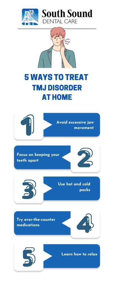 infographic on the 5 ways to treat TMJ at home